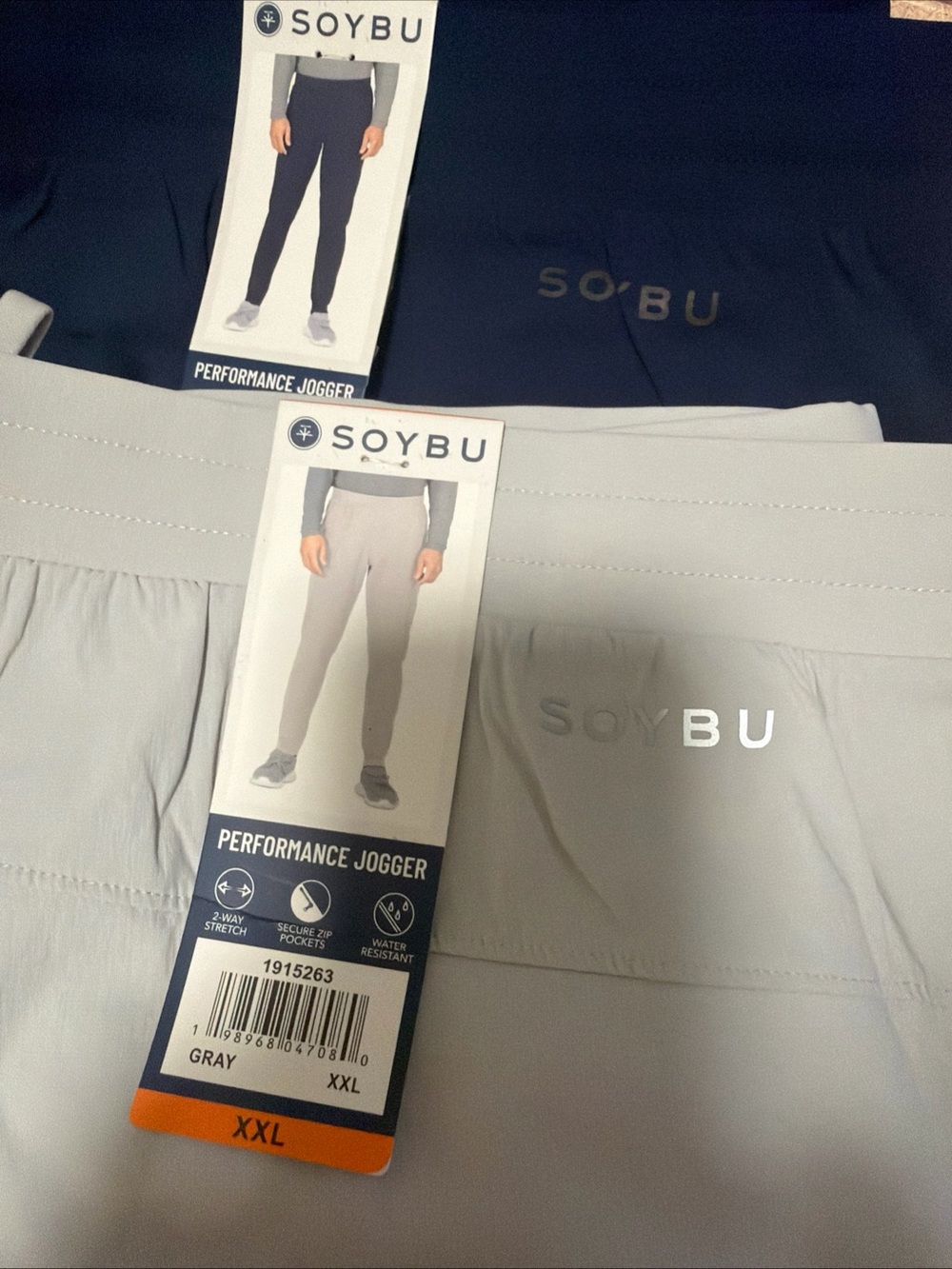 2 Soybu Men's Performance Jogger 2-Way Stretch spockets Gray Blue XXL